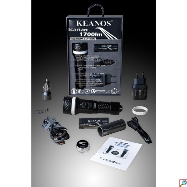 KEANOS® Σετ Extra Bright Αδιάβροχος Υποβρύχιος Καταδυτικός Φακός Icarian 1700lm Premium Edition με Διπλά Ο-Rings