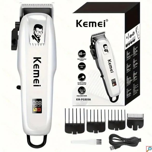 Kemei Αδιάβροχη Επαναφορτιζόμενη Κουρευτική Μηχανή - Trimmer Πλήρες Σετ Ανδρικής Περιποίησης