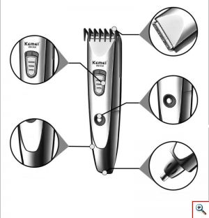 Kemei® Επαγγελματική Κουρευτική Μηχανή με Καλώδιο 2 σε 1 με Χτένα KM-618