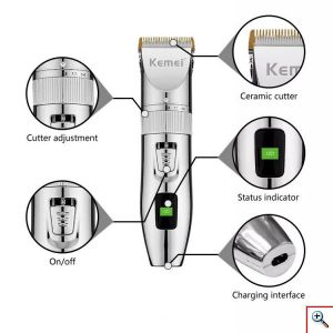 Kemei® Επαγγελματική Κουρευτική Μηχανή 5W Επαναφορτιζόμενη Ρυθμιζόμενου Μήκους Κοπής με Ενδεικτική Λυχνία Μπαταρίας KM-4009
