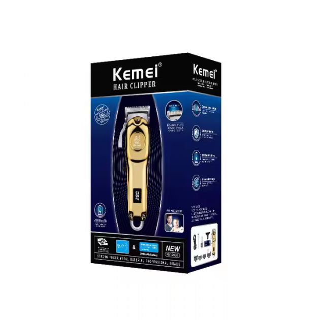 Kemei Επαναφορτιζόμενη Κουρευτική Μηχανή - Χρυσή 