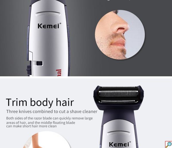 Kemei Επαναφορτιζόμενη Κουρευτική Μηχανή - Trimmer 5 σε 1 3W Ενσύρματη Πλήρες Σετ Ανδρικής Περιποίησης