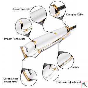 Kemei® Επαγγελματική Κουρευτική Μηχανή Ρεύματος 12W Ρυθμιζόμενου Μήκους με Χτένα και Ψαλίδι Professional Hair Trimmer KM-4806