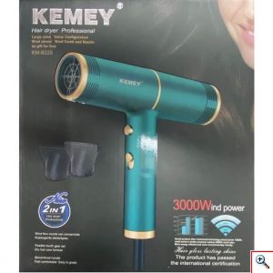 Kemei® Επαγγελματικό Σεσουάρ - Πιστολάκι Μαλλιών 2 σε 1 με Φυσούνα, Ρύθμιση Ροής Αέρα & Λειτουργία Ionic 3000W ΚΜ-8225