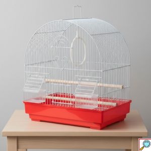 Κλουβί Πουλιών Μεταλλικό Κόκκινο 33x23x36cm με Ταΐστρες και Παιχνίδι
