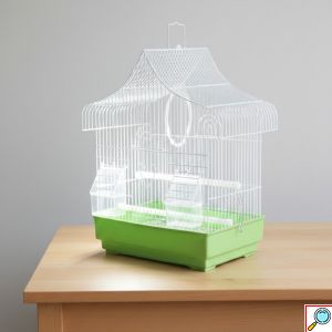 Κλουβί Πουλιών Μεταλλικό Πράσινο 33x23x36cm με Ταΐστρες και Παιχνίδι