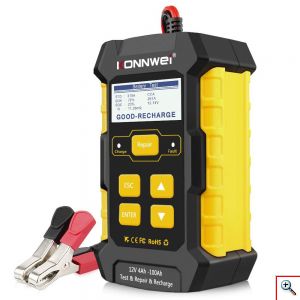 Konnwei® Φορητό Ψηφιακό Διαγνωστικό Ελεγκτής - Φορτιστής & Επισκευαστής Μπαταριών Αυτοκινήτου 3 σε 1 Αυτόματο με Κροκοδειλάκια 12V - Battery Tester