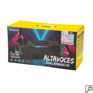 Κονσόλα Kαραόκε Hχείο Bluetooth Andowl με δύο Mικρόφωνα και Kαταγραφή σε Ασημί Χρώμα 
