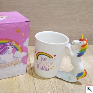 Τρισδιάστατη Κεραμική Κούπα Unicorn Πολύχρωμη