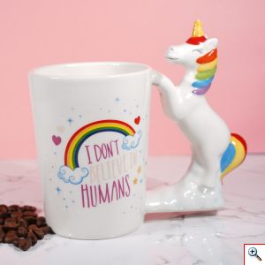 Τρισδιάστατη Κεραμική Κούπα Unicorn Πολύχρωμη