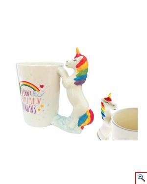 Τρισδιάστατη Κεραμική Κούπα Unicorn Πολύχρωμη