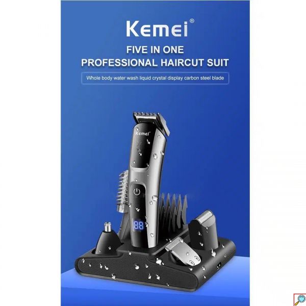 Kemei Επαναφορτιζόμενη Κουρευτική Μηχανή - Trimmer 12 σε 1 με Οθόνη LCD - Πλήρες Σετ Ανδρικής Περιποίησης