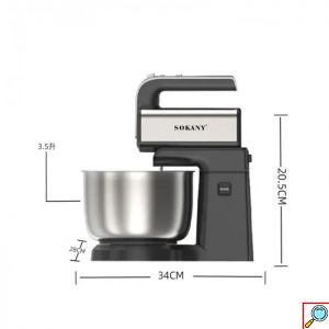 SOKANY Ηλεκτρικό Μίξερ 5 Ταχυτήτων 3.5L, 500W με Κάδο από Ανοξείδωτο Χάλυβα-Blender CX 6652