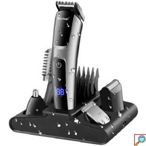 Kemei Επαναφορτιζόμενη Κουρευτική Μηχανή - Trimmer 12 σε 1 με Οθόνη LCD - Πλήρες Σετ Ανδρικής Περιποίησης