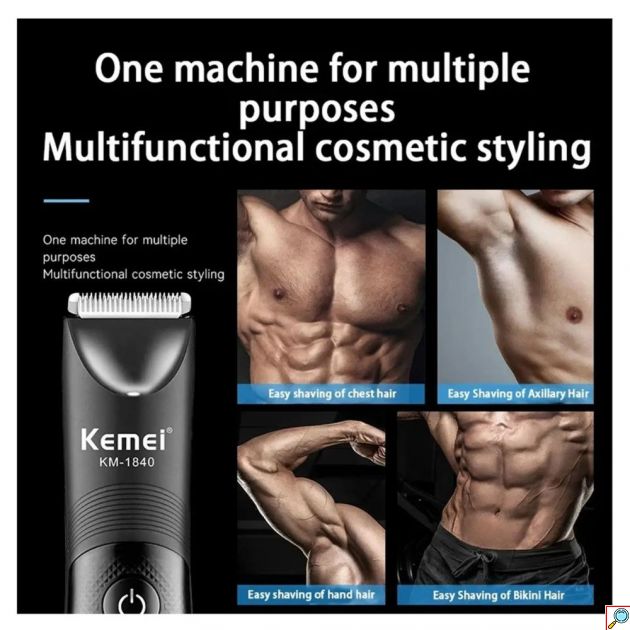 Kemei KM-1840 Επαναφορτιζόμενη Κουρευτική Μηχανή – Κεραμική Λεπίδα, IPX7, LED & LCD Display