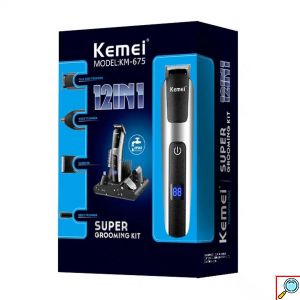 Kemei Επαναφορτιζόμενη Κουρευτική Μηχανή - Trimmer 12 σε 1 με Οθόνη LCD - Πλήρες Σετ Ανδρικής Περιποίησης