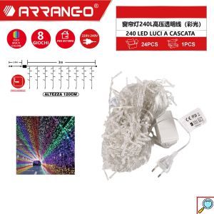 Χριστουγεννιάτικα Λαμπάκια Κουρτίνα 4.5m 240 LED με Πολύχρωμο Φωτισμό & 8 Προγράμματα Arrango