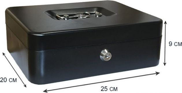 Μεταλλικό Κουτί Ταμείου 25x20x9cm - Ασφαλής Οργάνωση Χρημάτων με Κλειδαριά - 5 Διαμερίσματα, Ανθεκτική Κατασκευή, Μαύρο Χρώμα
