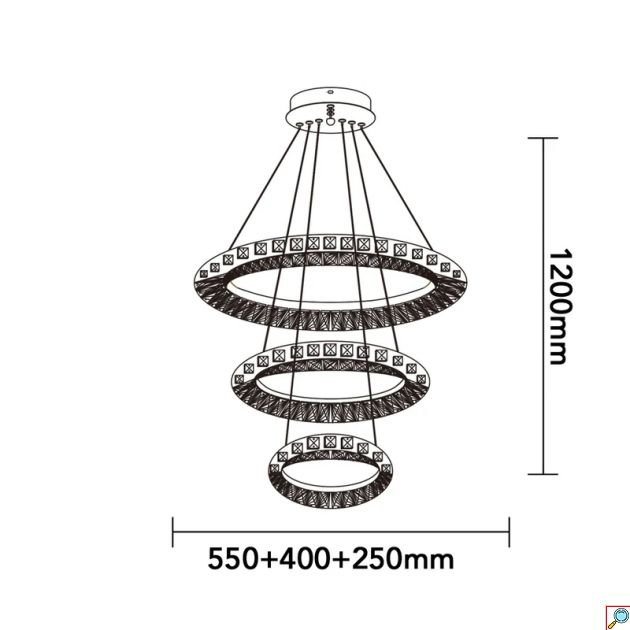 Κρεμαστό Φωτιστικό LED 46W Universo 3 Δακτύλιοι
