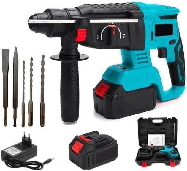 Επαναφορτιζόμενο Κρουστικό Δράπανο Brushless 48VF – 4 Λειτουργίες & 2 Μπαταρίες - Διάτρηση, Καλέμισμα, Βίδωμα, Ελαφριά Κρούση για Μπετόν, Ξύλο