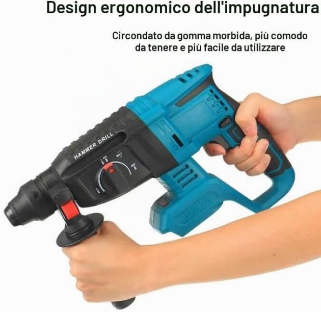Επαναφορτιζόμενο Κρουστικό Δράπανο Brushless 48VF – 4 Λειτουργίες & 2 Μπαταρίες - Διάτρηση, Καλέμισμα, Βίδωμα, Ελαφριά Κρούση για Μπετόν, Ξύλο