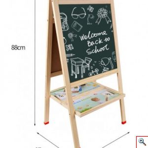 Διπλός Μαγνητικός Παιδικός Πίνακας & Μαυροπίνακας Ζωγραφικής Διπλής Όψης με Ρολόι,Άβακα και Αποθηκευτικό Χώρο για Κιμωλία & Μαρκαδόρο