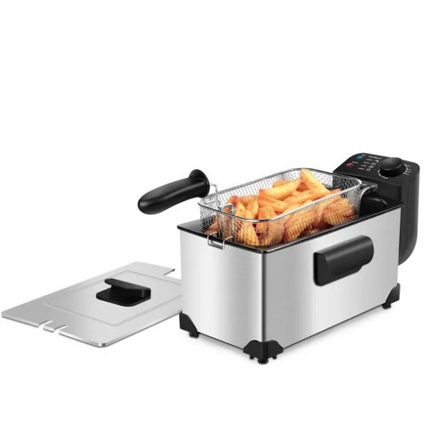 Φριτέζα Λαδιού 3L 2200W – Γρήγορο & ρυθμιζόμενο τηγάνισμα - Ανοξείδωτη, 90–190°C, Καλάθι & Καπάκι