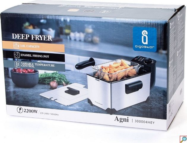 Φριτέζα Λαδιού 3L 2200W – Γρήγορο & ρυθμιζόμενο τηγάνισμα - Ανοξείδωτη, 90–190°C, Καλάθι & Καπάκι