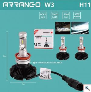 2x ARRANGO Λαμπτήρες LED SMD Φώτα Πορείας H11 48W 6500K W3 5000Lm