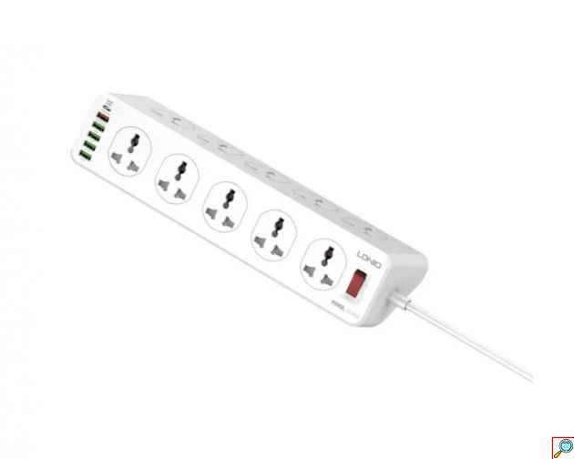 Πολύπριζο Ldnio με Διακόπτη και USB – 10 Θέσεις, 2m Καλώδιο, Λευκό