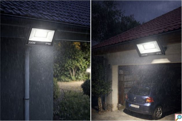 Προβολέας LED 200W IP66 – Ψυχρό Λευκό Φως 6500K - Αδιάβροχος Εξωτερικού Χώρου για Αυλή, Γκαράζ, Εργοτάξιο, Πάρκινγκ