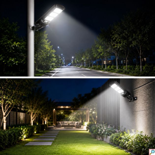 Led Αδιάβροχο Ηλιακό Φωτιστικό Δρόμου 150W 11520LM με Ανιχνευτή Κίνησης και Τηλεχειριστήριο Jortan JT-G-150W