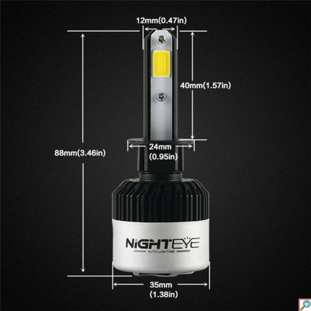 Λάμπες LED Αυτοκινήτου - 72W, 9000LM, 6500K, IP68 - Σετ 2 Τεμαχίων Για Καθαρό Λευκό Φωτισμό