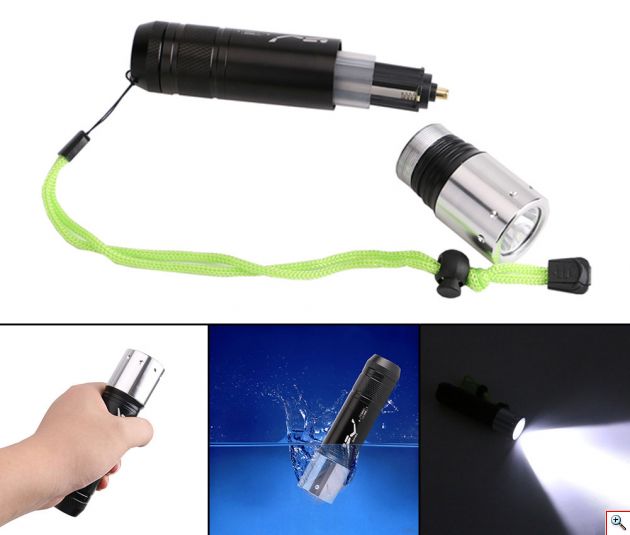 Super Bright Αδιάβροχος Υποβρύχιος Καταδυτικός Φακός LED 1000 LΜ με Slider On/off & Τριπλά O-Rings 100μ