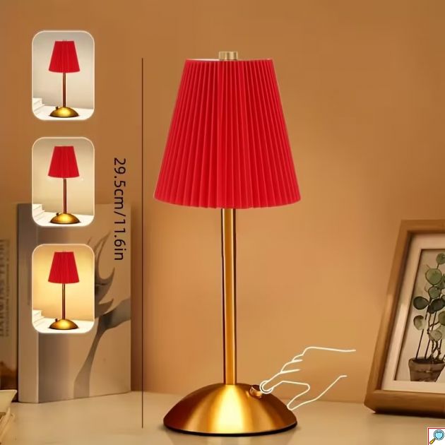 Επαναφορτιζόμενο LED Επιτραπέζιο Φωτιστικό με Touch Control & Υφασμάτινο Καπέλο - Ατμοσφαιρικός Φωτισμός