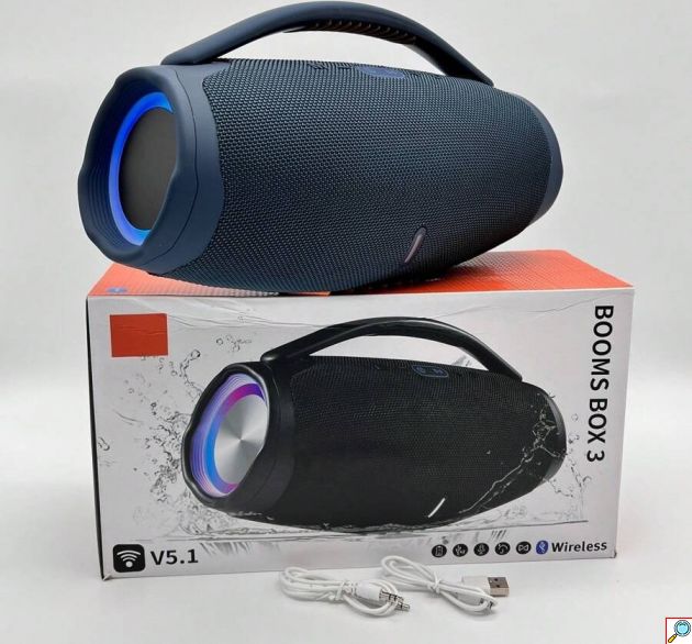 LED Φορητό Ασύρματο Ηχοσύστημα Bluetooth με Φωτισμό- Ηχείο Επαναφορτιζόμενο BOOM BOX-3