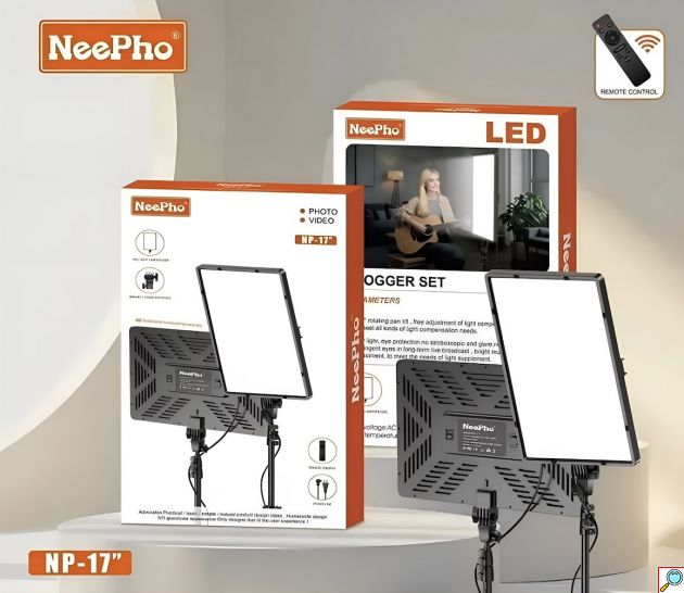 LED Φωτιστικό Πάνελ - Επαγγελματικός Φωτισμός για Βίντεο & Φωτογραφία - Ρυθμιζόμενη Βάση, Ιδανικό για Vloggers & Content Creators
