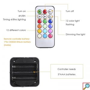 LED Φωτιστικό Σποτ Μπαταρίας RGB με Τηλεχειριστήριο Σετ 2 Τμχ 