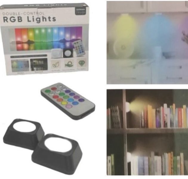 LED Φωτιστικό Σποτ Μπαταρίας RGB με Τηλεχειριστήριο Σετ 2 Τμχ 