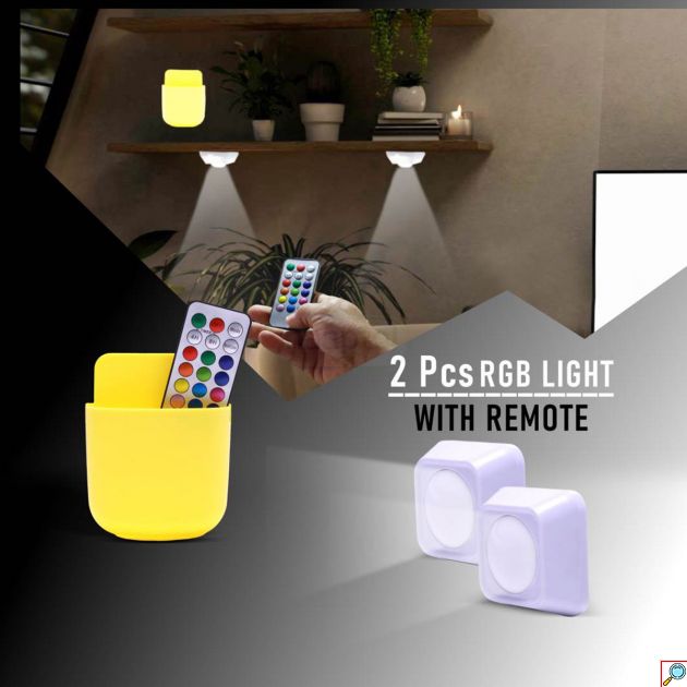 LED Φωτιστικό Σποτ Μπαταρίας RGB με Τηλεχειριστήριο Σετ 2 Τμχ 