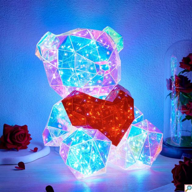 LED Φωτιζόμενο Αρκουδάκι με Καρδιά σε Συσκευασία Δώρου - Symphony Love Bear 25x20cm 