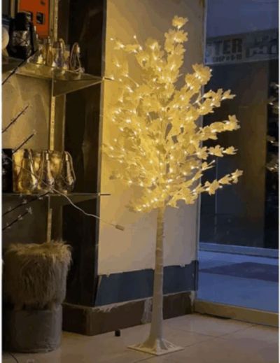 Εντυπωσιακό Διακοσμητικό Λευκό Φωτιζόμενο Δέντρο 180cm - Προσαρμοζόμενα Κλαδιά & LED Θερμός Λευκός Φωτισμός