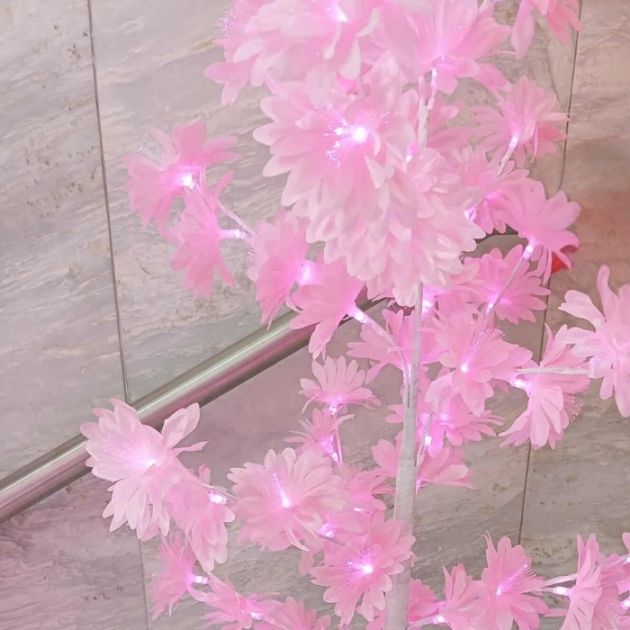 LED Φωτιζόμενο Διακοσμητικό Δέντρο Οπτικών Ινών Ροζ