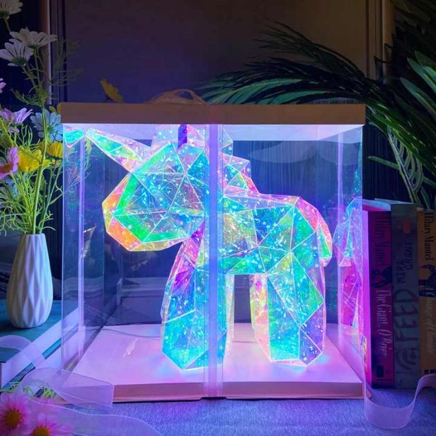 LED Φωτιζόμενος Μονόκερος σε Συσκευασία Δώρου - Symphony Unicorn - 40x44 cm