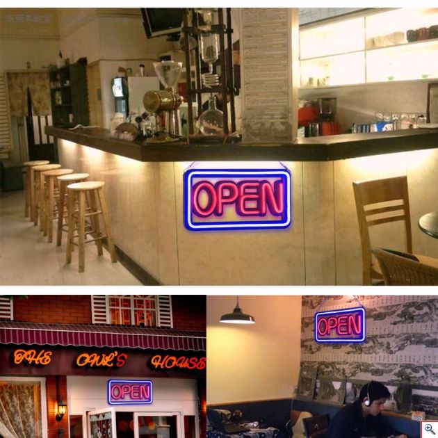 Αδιάβροχη Neon Led Φωτιζόμενη Διαφημιστική Πινακίδα OPEN Retro 50x25 - 220V