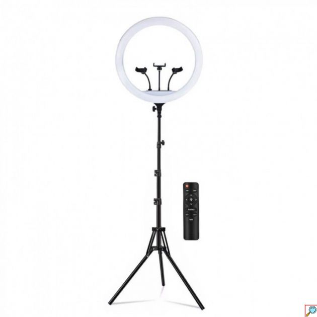 LED Φωτιστικό Ring Light Δαχτυλίδι με Βάσεις για 3 Κινητά Τηλέφωνα & Τρίποδο Δαπέδου