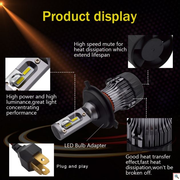 LED Φώτα Αυτοκινήτου H4 6500K 10000LM (2 x 5000) 60W (2 x 30W) CAN BUS 9-32V