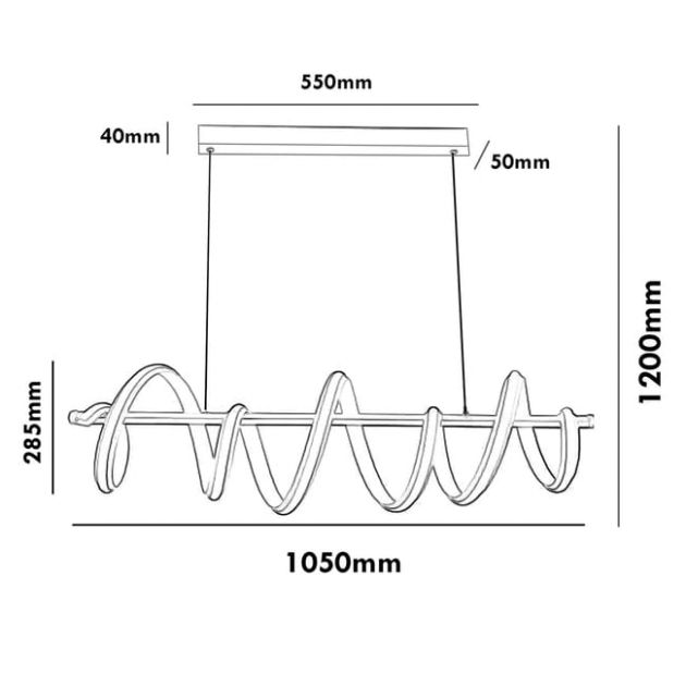 LED Κρεμαστό Φωτιστικό Οροφής 60W με 3 Ρυθμίσεις Φωτισμού 28.5 x 105 x 12cm - Universo