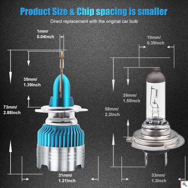 Φώτα LED Αυτοκινήτου 2 X 30W H7 12V/24V IP65 Headlight (60W 6000LM) 6500K mi2
