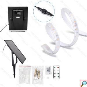 LED Ταινία 20m με Ηλιακό Πάνελ & Τηλεχειριστήριο – Θερμό Λευκό 2700K